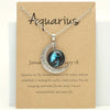 Glow-in-the-Dark Zodiac Moon Pendant Necklace - Adjustable Vintage Zinc Alloy with Glass Accents for Women