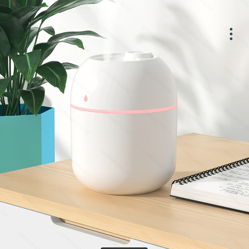 220ml (7.4 fl oz) Portable Humidifier & Essential Oil Diffuser, USB Powered, Warm Mist, Pre-Filter, Sleek Cylindrical Transparent Design