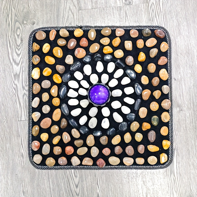 Natural Stone Foot Massage Mat with Roller – Reflexology Stone Road Pad for Blood Circulation & Deep Relaxation, Gift Box