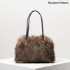 Burgundy Plush Shoulder Bag — Y2K Square PU-Trim Underarm Handbag for Women