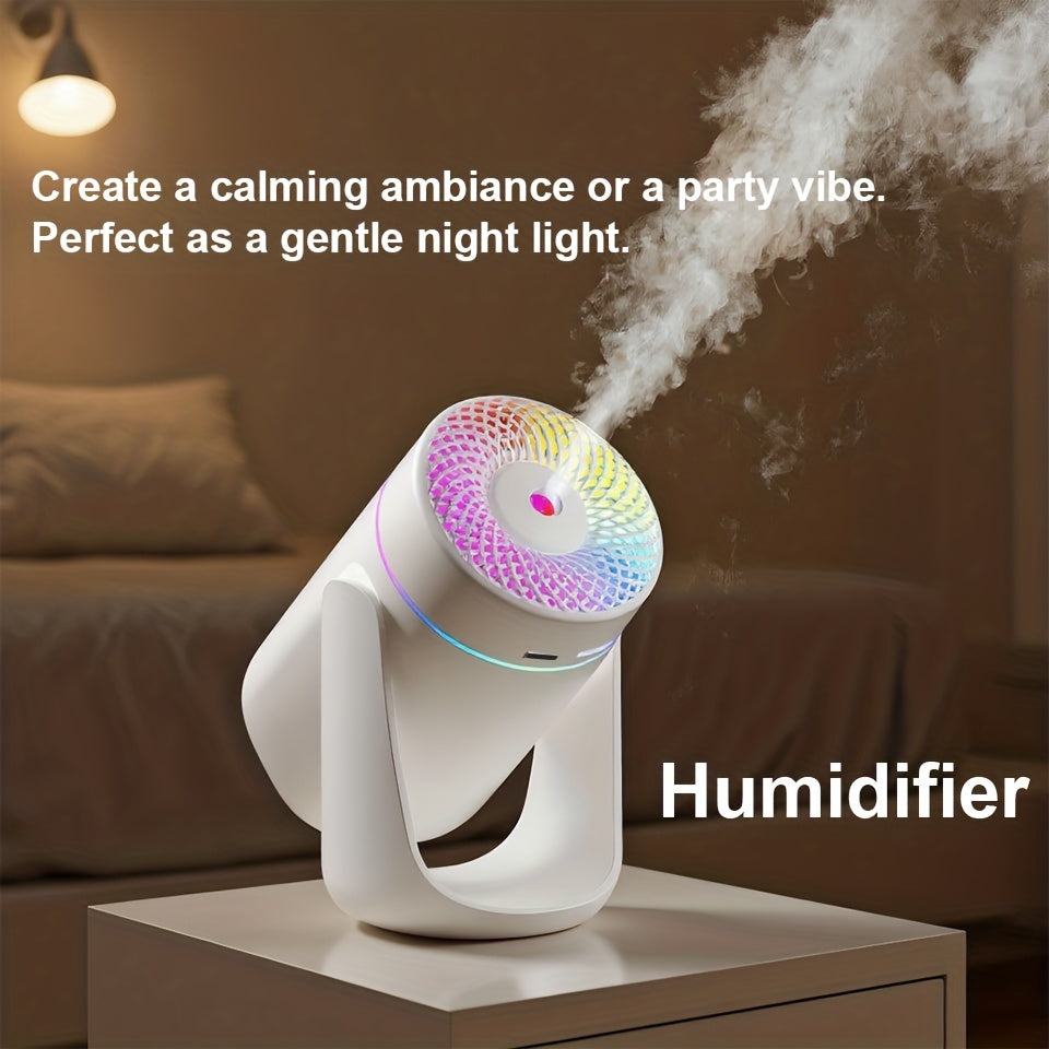 High-Capacity USB Mist Humidifier with LED Color Breathing Light & Essential Oil Diffuser — Desktop Aromatherapy for Office, Bedroom & Living Room