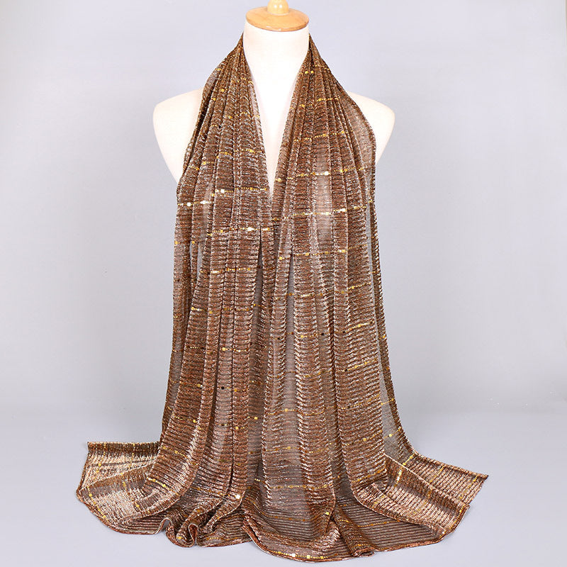 Women's Solid Color Metallic Scarf - Lightweight Breathable Shawl Wrap