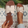 Women's Large-Size Open-Toe Hollow Flat Slip-On Sandals Comfortable Casual Beach & Outdoor Shoes