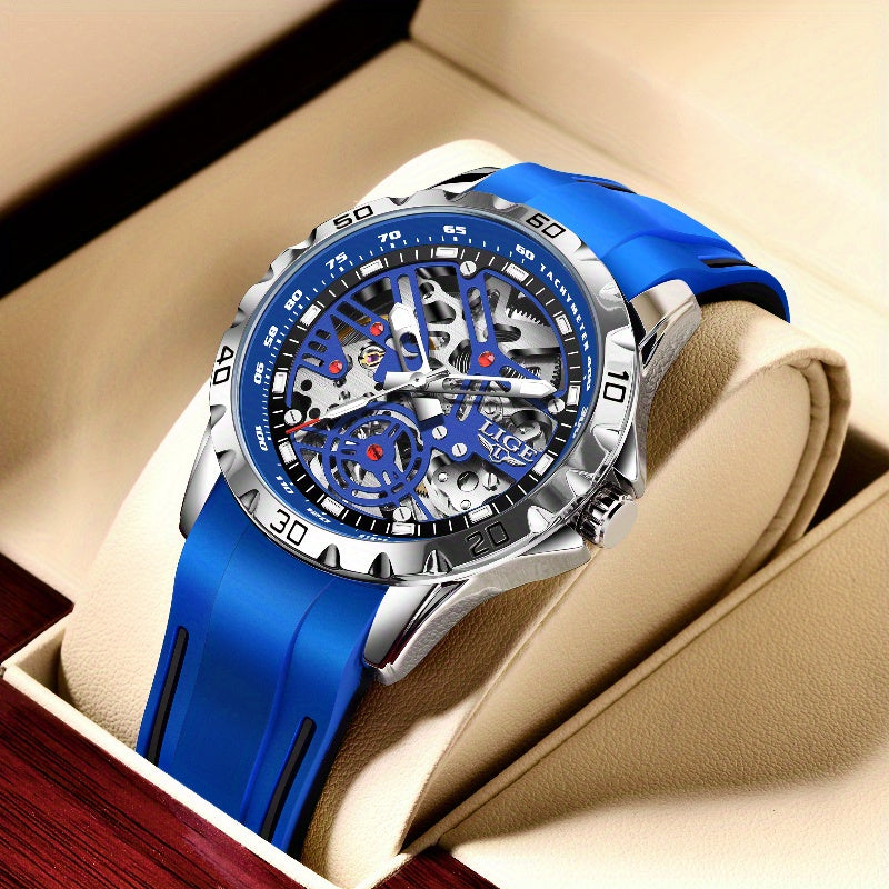 Luxury Automatic Women's Hollow Dial Mechanical Watch - Silicone Strap Elegant Valentine's Gift