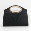 Women's Glitter Evening Clutch with Round Ring Handle – Pleated Surface, Double Magnetic Closure, Removable Crossbody Strap for Weddings & Parties