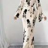 Elegant Pleated Long-Sleeve Flared Dress with Belt – Women's Autumn/Winter Knit Polyester