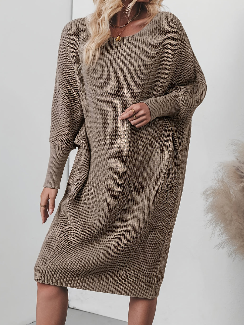 Plus Size Ribbed Button-Up Cardigan Sweater Dress for Women — Long Sleeve Casual Fall/Winter Black