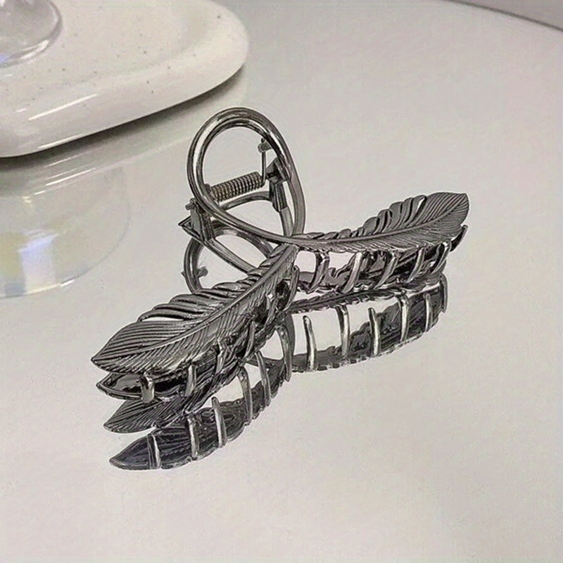 Minimalist Metal Shark Hair Clip for Women – 1-Pack Back-of-Head Hair Claw