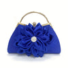 Vintage Floral Evening Clutch for Women, Red Fabric Handbag with Gold-Tone Hardware & Buckle Closure, Polyester-Lined Party Purse