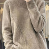 Plus Size Women's Half-Turtleneck Sweater - Ribbed Black Long Sleeve Pullover, Medium Stretch, Machine Washable for Spring/Fall
