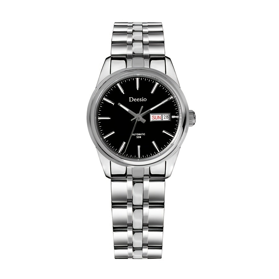 Deesio Women's Stainless Steel Mechanical Automatic Watch, Chain Link Bracelet Business Casual Wristwatch, Gift for Her