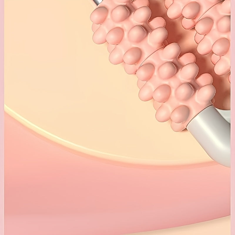 8-Roll Manual Handheld Massager with Soft & Firm Nodes, Phthalate-Free Portable Muscle Roller for Neck, Back & Legs, Pink/Blue — Ideal Gift for Seniors