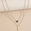 Minimalist Teardrop Cubic Zirconia Inlaid Long-Bar Double-Layer Chain Necklace