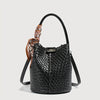 Women's Woven Bucket Bag – Large Capacity Shoulder & Crossbody Handbag with Adjustable Detachable Strap, Polyester-Lined, Multiple Colors