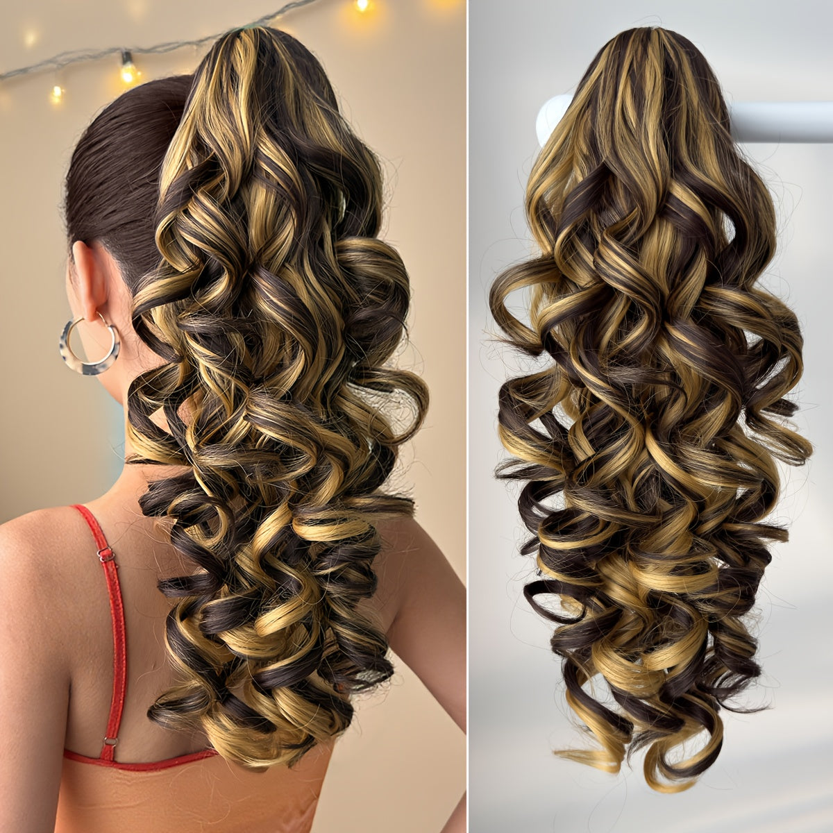 YUSULAXI 20-inch (50 cm) Claw Ponytail Extension - Heat-Resistant Synthetic Natural-Look Hair with Secure Claw Clip, Brown/Blonde/Red/Gray/White