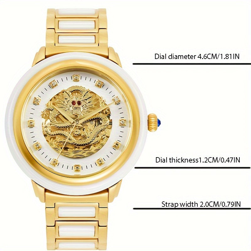 Elegant Women's Automatic Mechanical Watch with Stainless Steel Band, Phoenix Dial