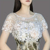 Hollow-Out Lace Pullover Shawl Cape – Lightweight Monochrome Summer Knit Poncho