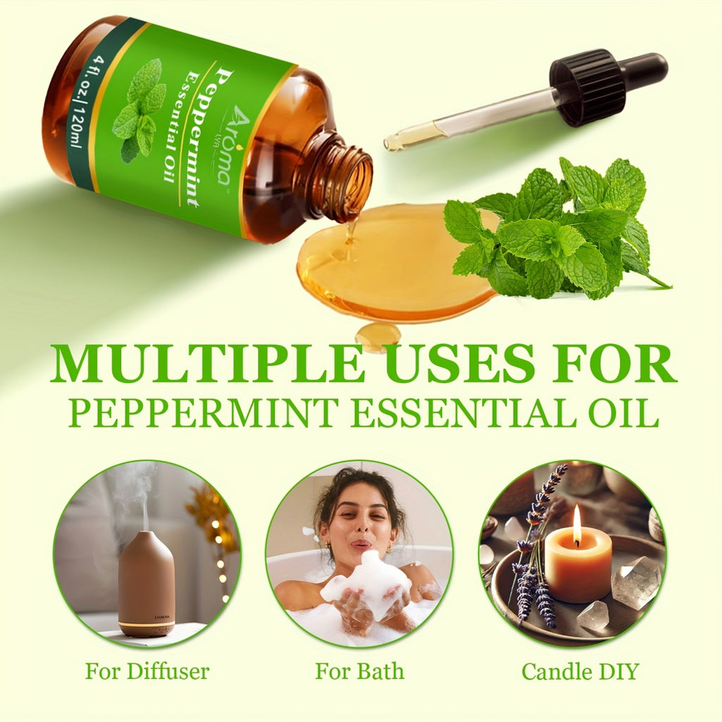 4 fl oz (118 ml) Natural Essential Oil Set – Lavender, Eucalyptus, Frankincense, Lemon, Sweet Orange, Peppermint – Aromatherapy Oils for Diffusers, Candles, Soap Making & Car Freshener