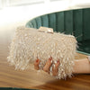 Vintage Tassel Chain Shoulder Bag for Women - Detachable Strap Evening Clutch with Buckle Closure