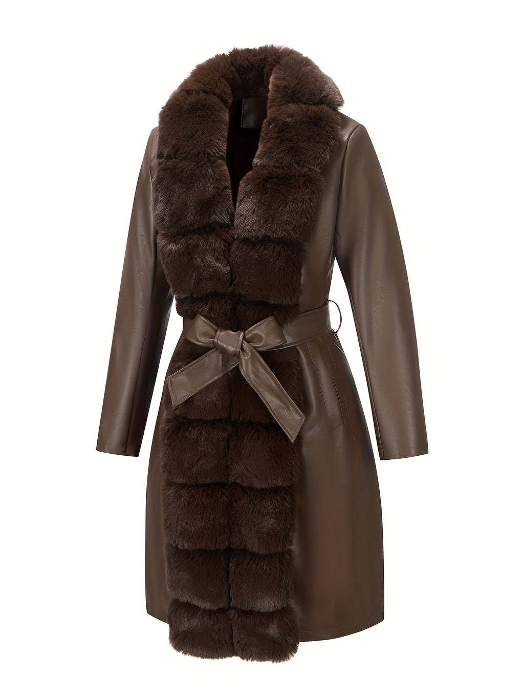 Women's Belted Faux Leather Jacket – Warm Fall/Winter Waist-Cinching Blazer Coat, Casual to Dressy Outerwear