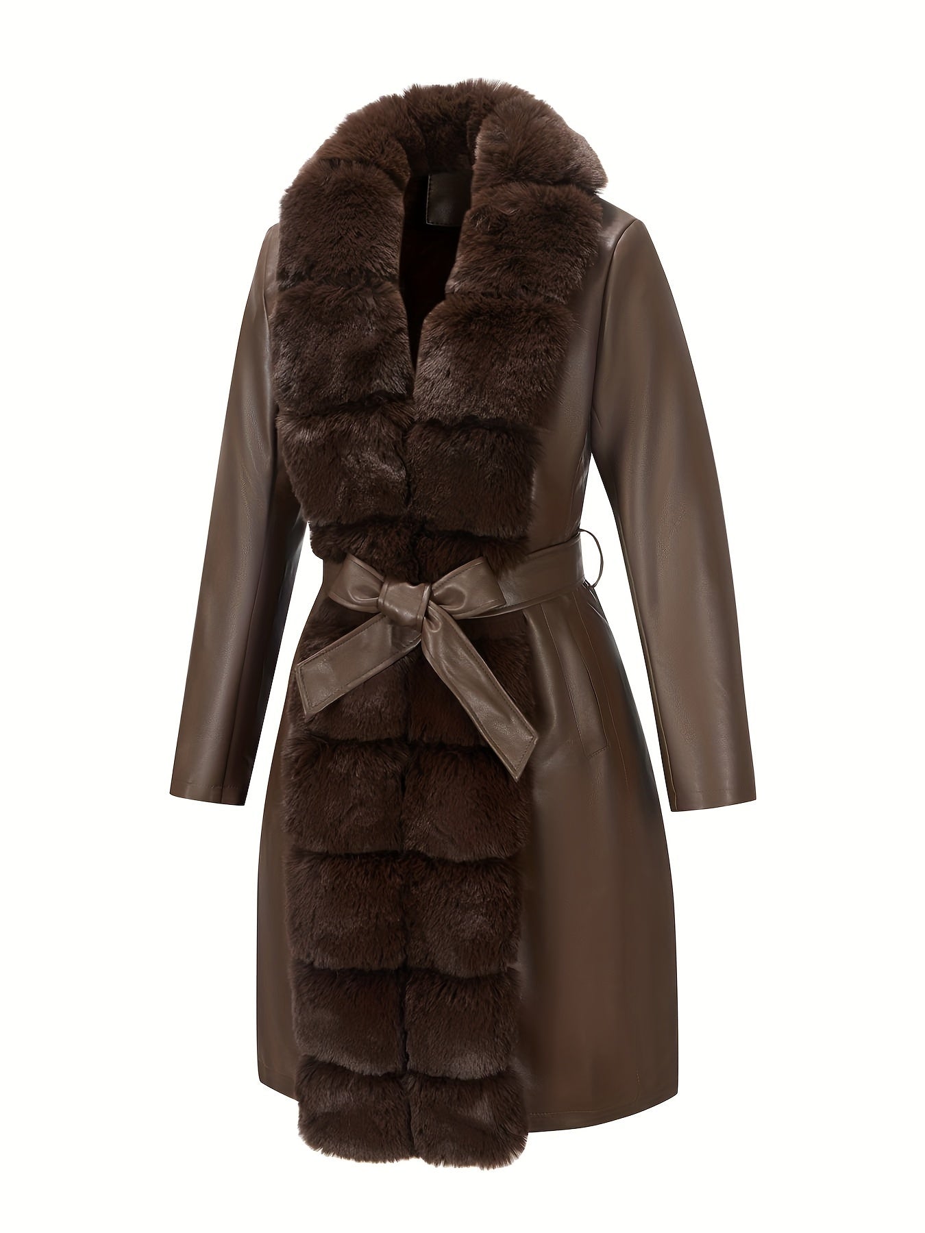 Women's Belted Faux Leather Jacket – Warm Fall/Winter Waist-Cinching Blazer Coat, Casual to Dressy Outerwear