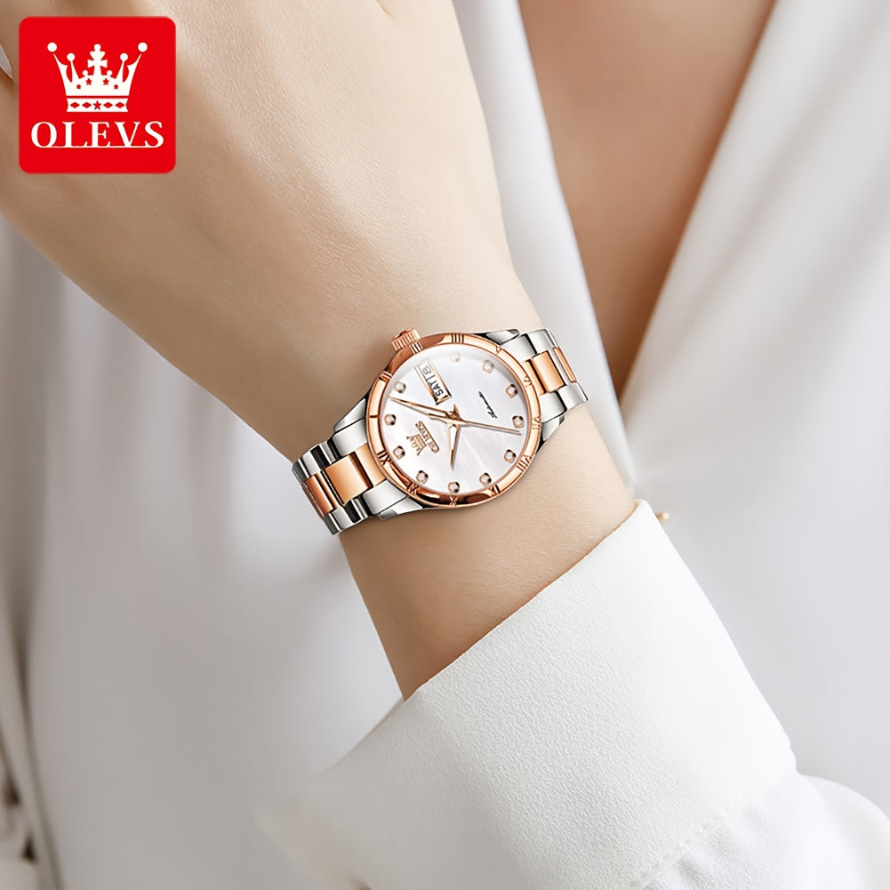 OLEVS Women's Stainless Steel Automatic Mechanical Watch - Vintage Analog Bracelet with Luminous Hands