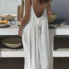Women's Lightweight Halter Neck Maxi Dress – Sleeveless Backless Tie Detail, Loose Fit Beach & Vacation Dress