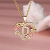 Gold & White Cubic Zirconia Heart-Shaped Rose Letter Pendant Necklace for Women, Valentine's Gift