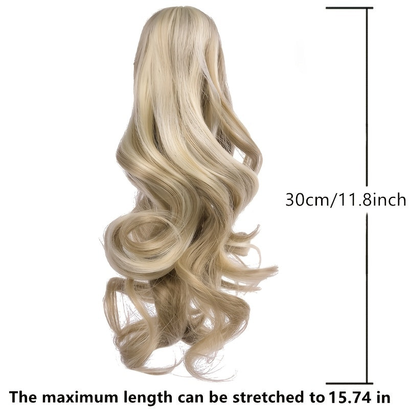 Clip-In Curly Ponytail Hair Extension – 11.8 in (30 cm) Loose Wave Claw Clip, Synthetic High-Temp Fiber for Women