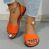Women's Flat Beaded Slingback Sandals - Ankle Strap Round Toe Beach Slides