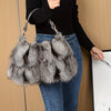 Fox Fur Crossbody Bag with Polyester Lining, White Shoulder & Crossbody Bag, Zipper Closure