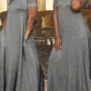Plus Size Cross-Sleeve Casual Maxi Dress with Back Split