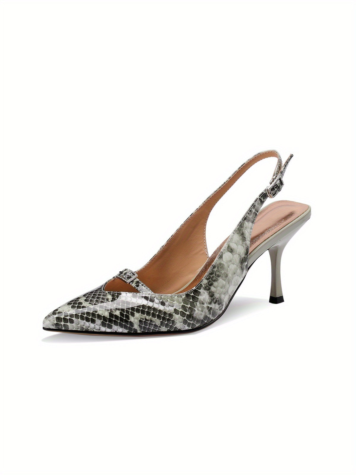 Snake Print Women's Strappy Stiletto Sandals - Pointed Toe Dress Heels, 3 in (7.6 cm)