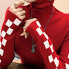 Plaid Turtleneck Sweater - Casual Long-Sleeve Pullover for Fall & Winter