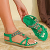 Rhinestone Butterfly Flat Sandals for Women – Boho Open Toe Elastic Strap Slip-On Beach Sandals