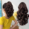 12-inch (30 cm) Ombre Brown to Blonde Deep Wave Short Ponytail Extension - Heat-Resistant Synthetic Claw Clip Hairpiece for Women & Girls
