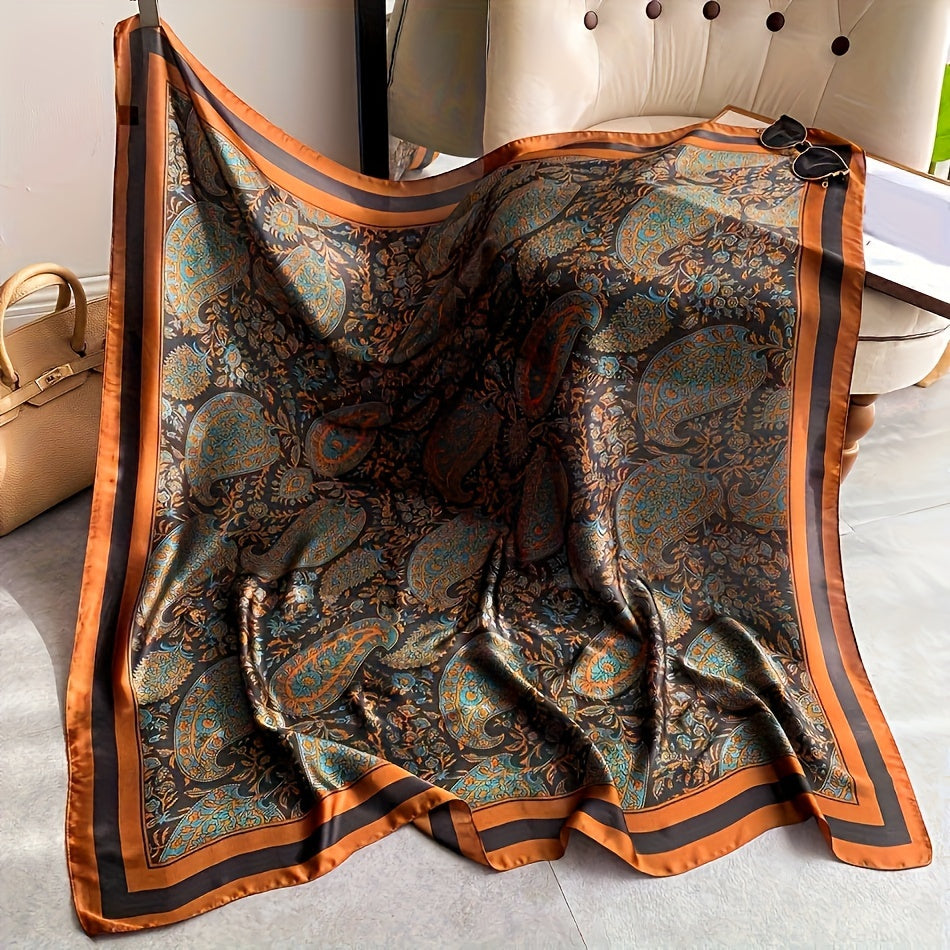 Elegant Floral Polyester Scarf for Women – Lightweight Woven Shawl, Breathable Botanical Wrap