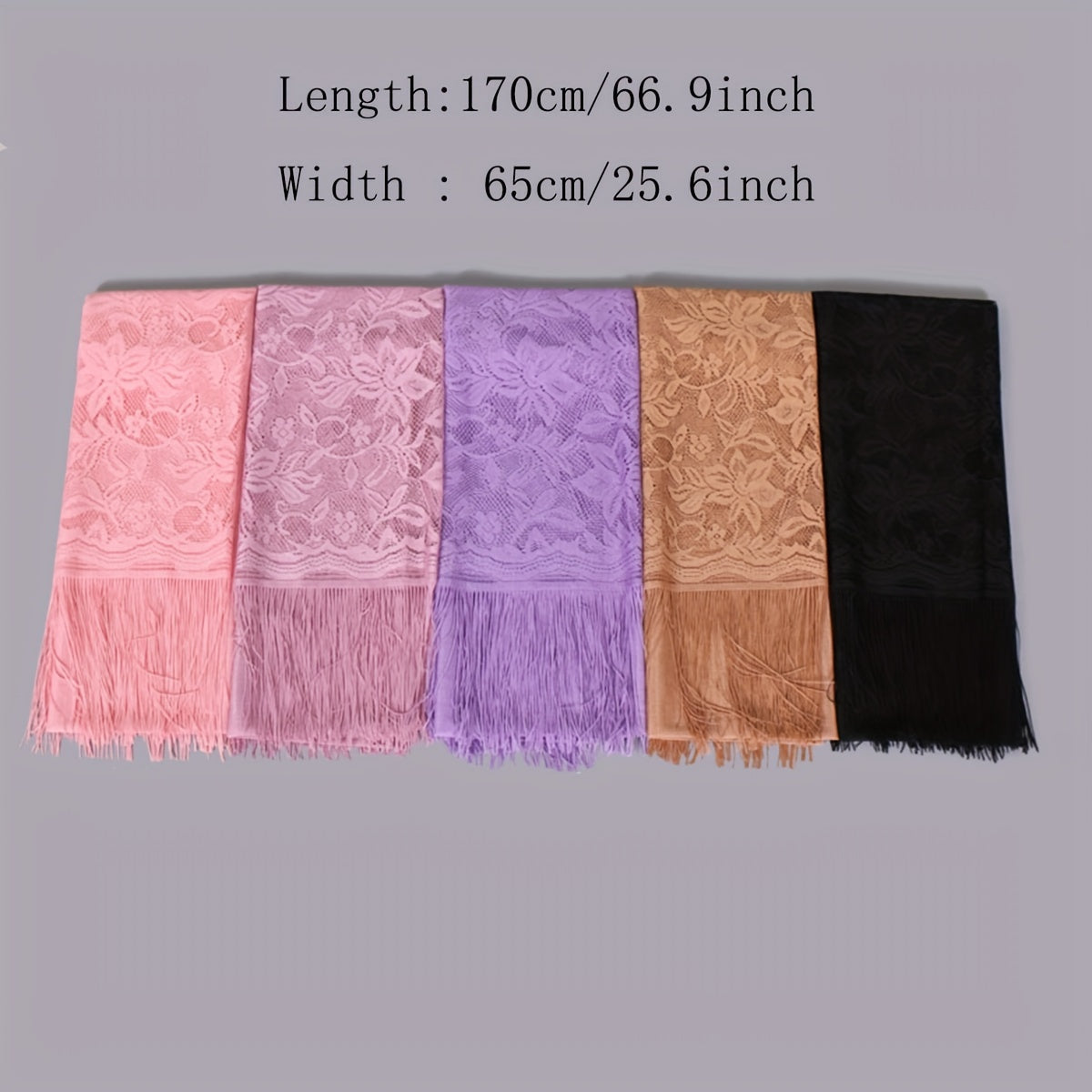 Lace Bridal Shawl – Embroidered Wedding Scarf with Tassels, Windproof Head Wrap & Church Veil
