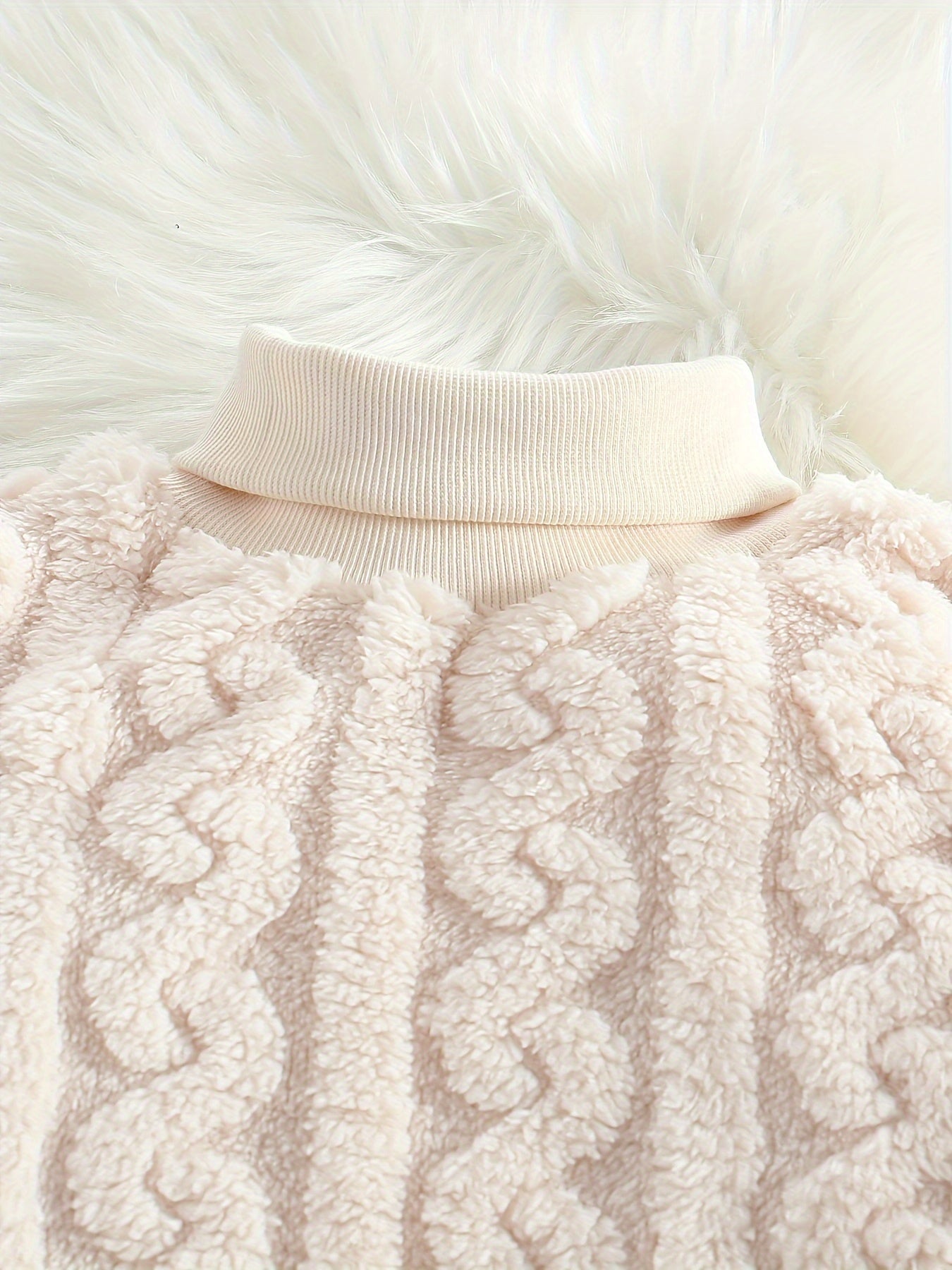 Girls' Mustard Yellow Fleece Cable Knit Dress - Long Sleeve Casual Fall/Winter, Machine Washable