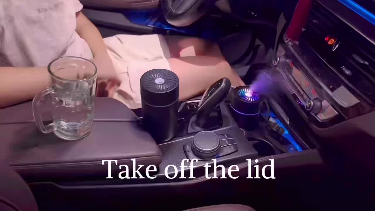 USB Mini Car Air Freshener & Humidifier, Essential Oil Aroma Diffuser with 7-Color LED for Cars, Home, Office, Travel (No Battery)