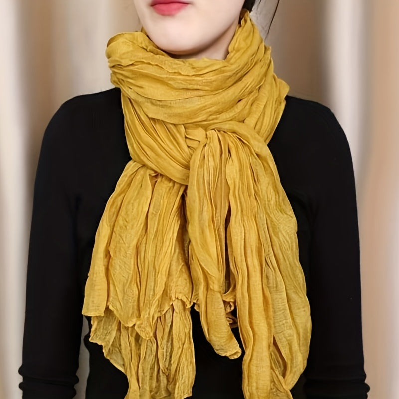 Solid Color Bali Yarn Scarf Thin Breathable Soft Shawl Versatile Travel Sunscreen Head Wrap
