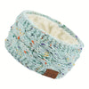 Women's Plush Knit Headband with Faux Fur Pom Pom, Warm Winter Ear Warmer & Christmas Gift
