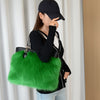 Faux Fur Handbag for Women – Lightweight Sequin-Embellished Tote with Magnetic Closure & Removable Strap