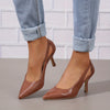 Women's Pointed Toe Ankle-Strap Stiletto Heels - Slip-On Cut-Out Dress Pumps