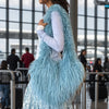Heart-Shaped Faux Fur Shoulder Bag with Tassel – Women's Large Velvet Crossbody & Shoulder Purse, Two-Way Wear, Polyester Lined, Multiple Colors