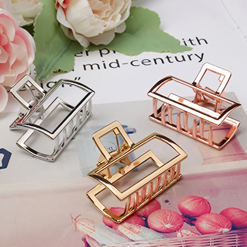 Gold Alloy Hair Claw Clip - Non-Slip Strong Hold Jaw Clip for Thick Hair, Vintage Hollow Design