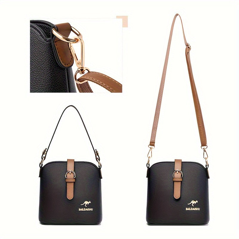 Elegant Women's Small Bucket Shoulder Bag, Lightweight Crossbody for Travel & Shopping