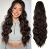 Women's Water Wave Clip-In Ponytail Extension — Long Afro Curly Fluffy Drawstring & Clip-On Synthetic Hair for Volume & Length