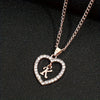 Alphabet Heart Pendant Rhinestone Necklace
