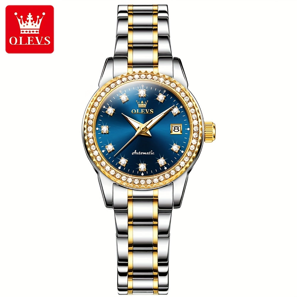 OLEVS Women's Automatic Mechanical Watch – Stainless Steel Luminous Analog Wristwatch, Elegant Fashion